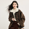 【11/14新品】熙世界牛角扣短款毛呢大衣女设计感毛绒翻领羊毛外套2025冬季新款 商品缩略图4