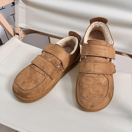 D111306厚底加绒保暖豆豆鞋勃肯鞋女2025冬季新款魔术贴棉鞋 商品图2