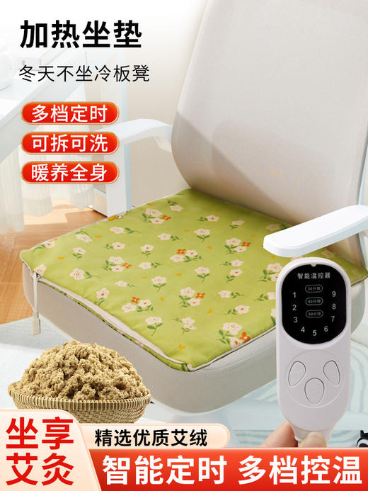 【电加热艾绒坐垫】家用办公室久坐热敷垫 可调温度艾草艾灸垫电热坐垫  商品图0