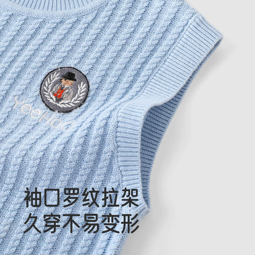 英氏儿童毛衫春秋季男童毛织背心保暖百搭复古男宝宝背心毛衣新款 商品图2