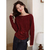 鹿向南「复古情歌」法式复古红色毛衣女秋新款设计感小众长袖上衣 商品缩略图0