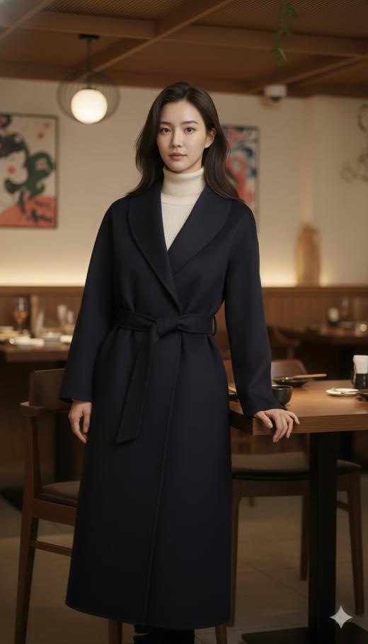 IC同款造型立领珠边双面手工大衣（附腰带） 商品图4