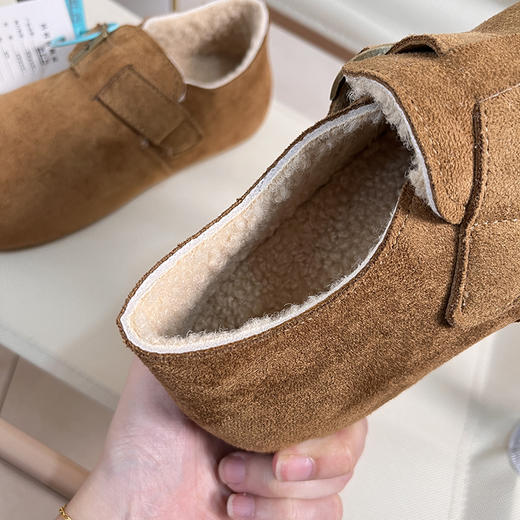 D111305冬季女士加绒加厚懒人一脚蹬休闲勃肯鞋棉鞋 商品图12