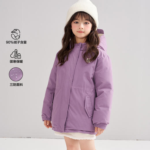 笛莎Deesha 2025冬季女童户外休闲蓄热三防工装风羽绒服 商品图0