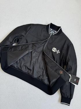 D111370秋冬季新品男士仙鹤嵌条大M棒球服通勤夹克外套棉服