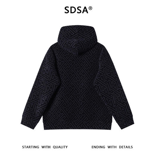 WY1279SDSA男士秋冬新款痞帅男装潮牌撞色提花字母抽绳连帽卫衣百搭宽松 商品图5