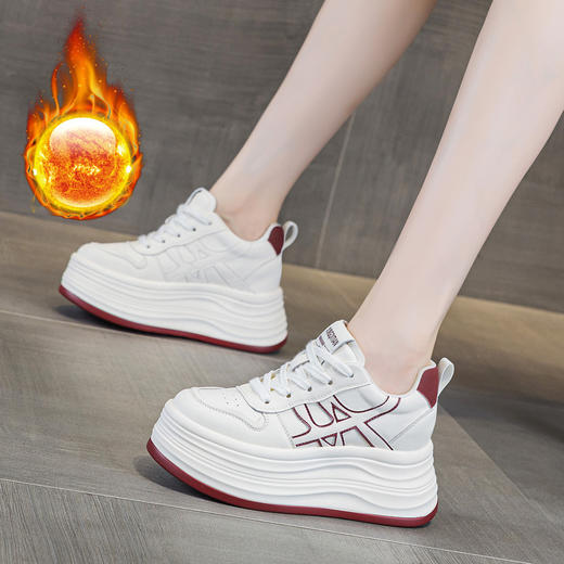 9公分小白鞋韩版内增高，松糕板鞋轻便厚底休闲女鞋AM-528 商品图0