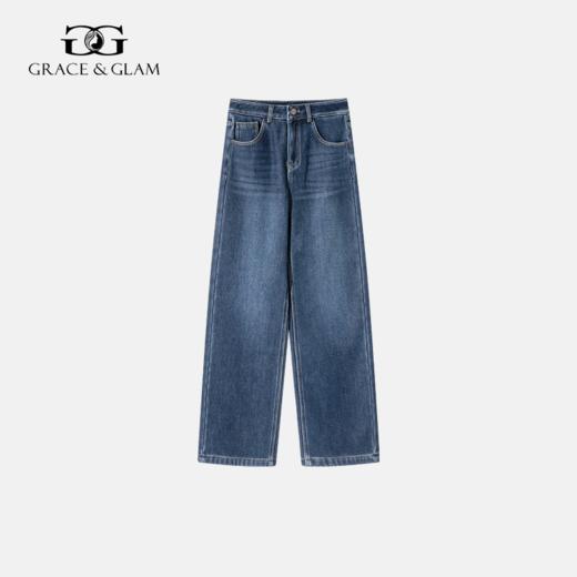 Grace&Glam 经典牛仔秋冬加绒窄版显瘦阔腿裤 商品图4
