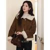 鹿向南「焦糖可颂」咖色保暖短款皮毛一体外套女秋冬翻领显瘦上衣 商品缩略图0