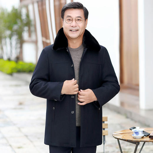 【精选仿驼绒好面料❗️亲肤舒适厚实保暖】冬季中老年男士棉服内胆毛领可脱卸活里活面棉衣老年尼克服加厚。ja 商品图1