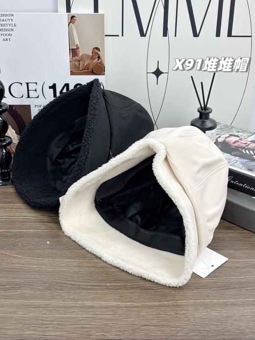 D111360羊羔加厚加绒款渔夫帽加深加宽超显脸小素颜神帽 商品图4