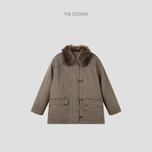 THESOONG|"貂裘暖意"美洲貉90白鹅绒锁温毛领羽绒服外套HWWT8214 商品图0