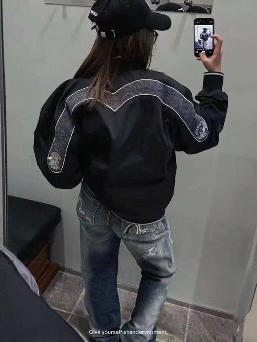 D111370秋冬季新品男士仙鹤嵌条大M棒球服通勤夹克外套棉服 商品图11