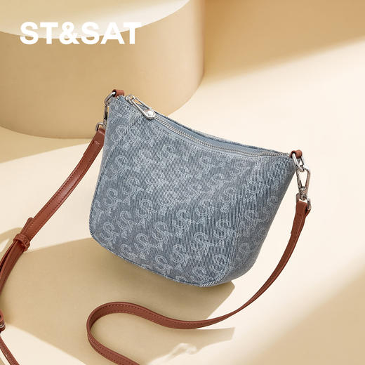 星期六丹宁老钱风牛仔印花斜挎包SSD521A0B0 商品图7