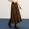 【11/14新品】熙世界仿麂皮绒复古棕色半身裙女2025秋冬新款镂空大摆a字蛋糕裙 商品缩略图3