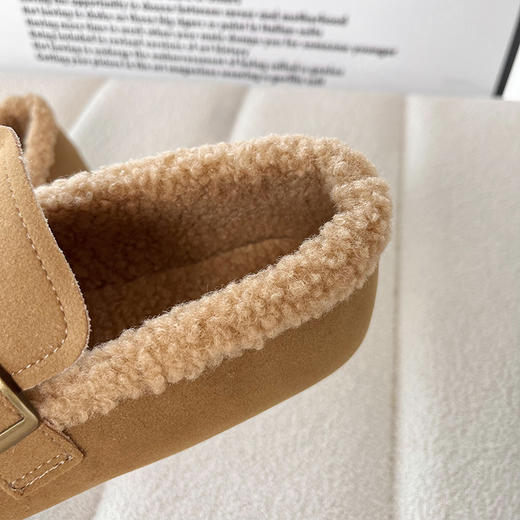 D111309森系复古加绒乐福鞋女2025秋冬款一脚蹬软底勃肯鞋棉鞋 商品图13