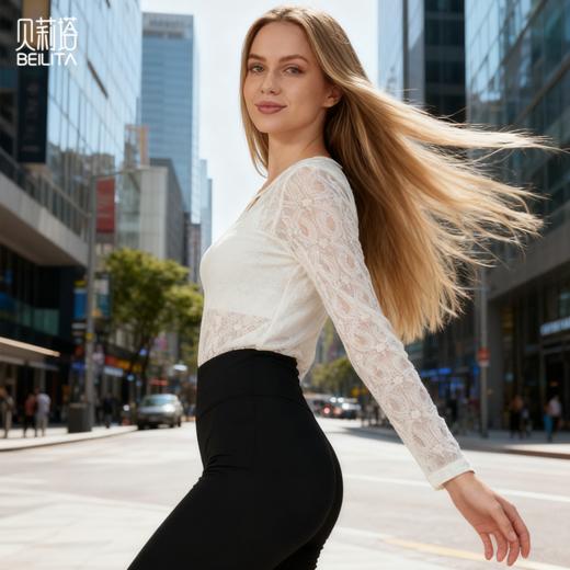 贝莉塔绒感中式复古提花长袖上衣BLT5212女士运动瑜伽服 商品图11