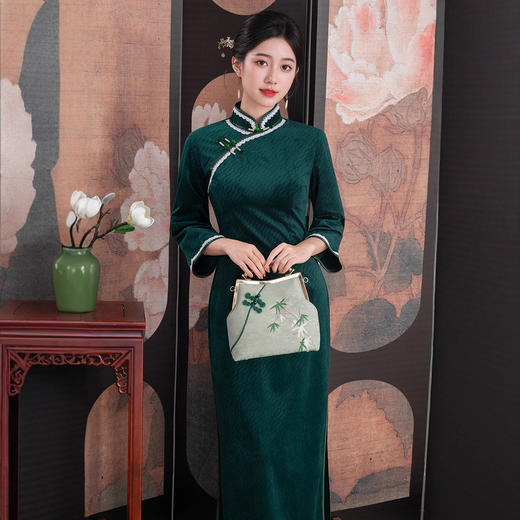 TX 3825315旗袍修身显瘦新中式国风大码弹力修身连衣裙 商品图3