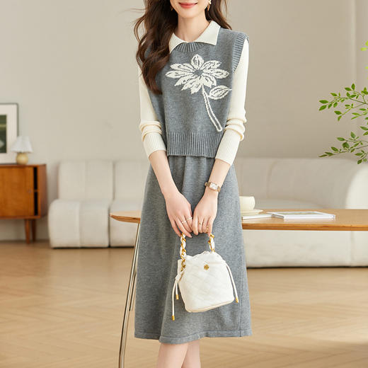 今年流行漂亮套装裙，小个子两件套连衣裙针织裙子CC-ML-0823 商品图0