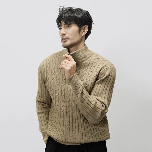 贝*汉姆同款 SUSX意式老钱经典绞花半拉链羊毛针织衫S0246835（下单3-7天发货） 商品图5