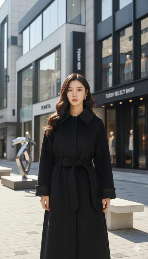 落肩宽松袖拼接廓形风衣（附腰带） 商品图4