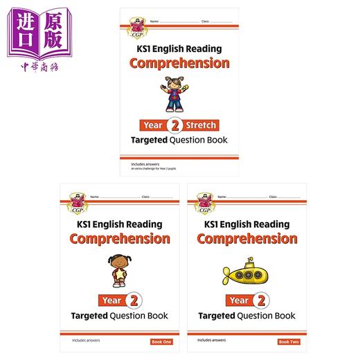 【中商原版】英国原版CGP KS1小学二年级英语阅读理解3册 1+2+Stretch English Targeted Question Book Year 2 Comprehension 商品图0
