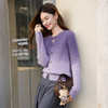 【11/14新品】熙世界渐变紫色绞花毛衣女长袖2025秋冬新款正肩套头北极绒针织衫 商品缩略图1