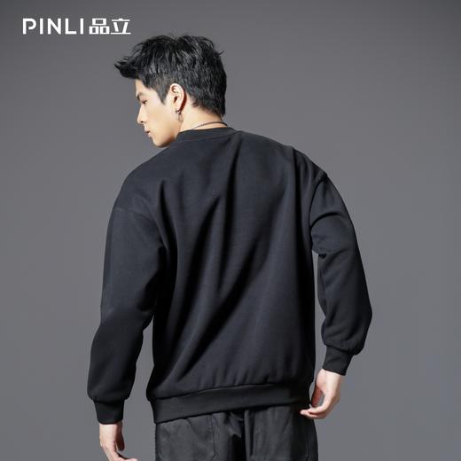 PINLI品立2025秋冬新款设计感拼接圆领卫衣潮牌男士宽松休闲上衣B253109104 商品图2