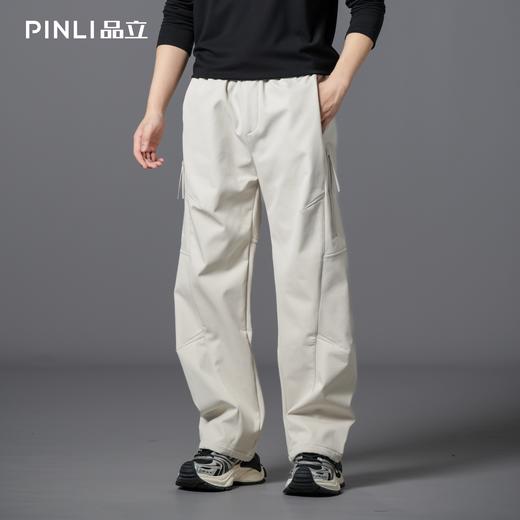 PINLI品立2025冬季新款男士加绒加厚纯色百搭宽松直筒休闲长裤潮GD253117179 商品图2