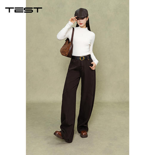 冬上新高腰阔腿垂感拖地显瘦复古风牛仔裤裤3254059 商品图2