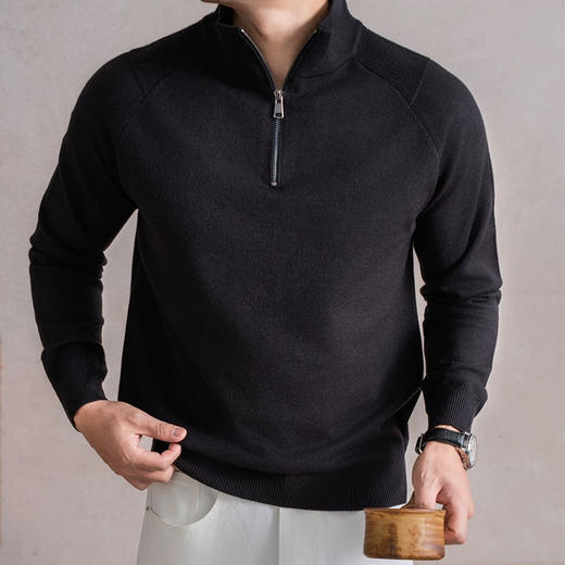 杰*亚同款 SUSX老钱气质半高领拉链针织衫S0232991（下单3-7天发货） 商品图1