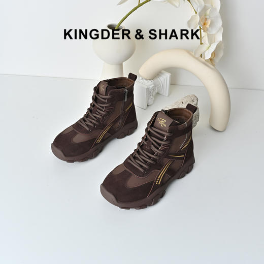 经典鲨2025年冬专柜新品百搭圆头高帮加绒运动休闲鞋棉鞋女KW326-558121 商品图0