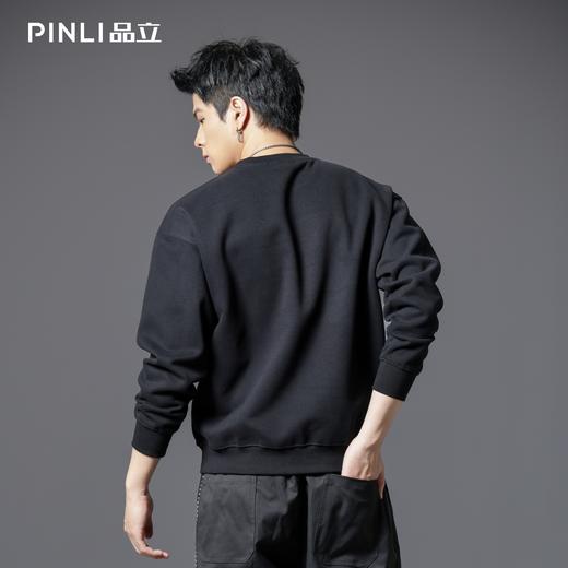 PINLI品立2025秋季新款男宽松字母印花圆领套头卫衣青年潮牌上衣BG253109015 商品图2