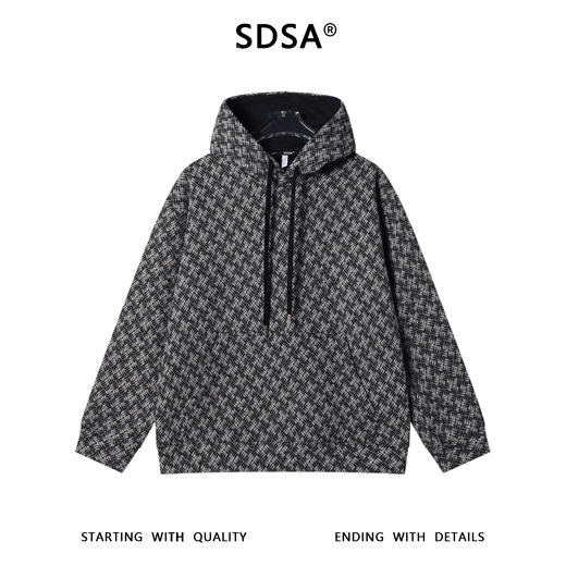 WY1313SDSA男士秋冬新款痞帅男装简约撞色宽松抽绳连帽卫衣百搭套头上衣 商品图1