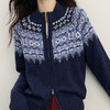 【11/14新品】熙世界复古北欧风费尔岛毛衣开衫女秋冬长袖双拉链提花针织短外套 商品缩略图3