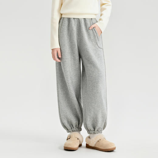 笛莎Deesha 童装女童裤子2025冬新款时尚束脚加绒卫裤 商品图0