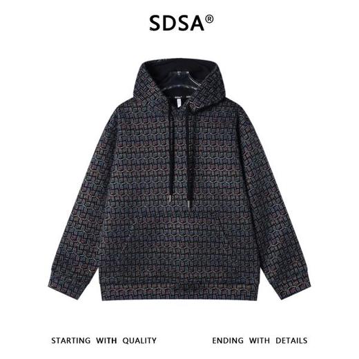 WY1336SDSA男士秋冬新款痞帅男装时尚撞色格子绒毛抽绳连帽卫衣百搭宽松 商品图1