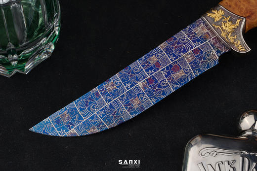 三希堂  现代刀系列  鎏金卷草小猎  未开刃 商品图3