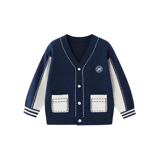 英氏儿童毛织上衣春秋休闲男童学院风开衫外套保暖外搭中大童毛衫 商品图5