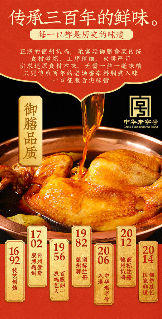 【德州扒鸡】招牌公鸡五香味/藤椒手撕鸡 500g*2只 山东特产卤味熟食中华老字号开袋即食 商品图4