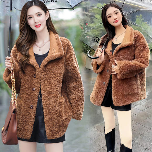 QYM 59122时尚宽松显瘦穿搭皮草外套加厚保暖皮毛一体 商品图0