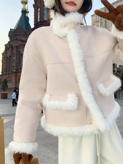 <曾小咸推荐> 现货秒杀！微信超特价！粉色皮毛一体外套毛绒绒拼接麂皮绒 日常319.99 立减120 秒杀199.99！ 商品图8