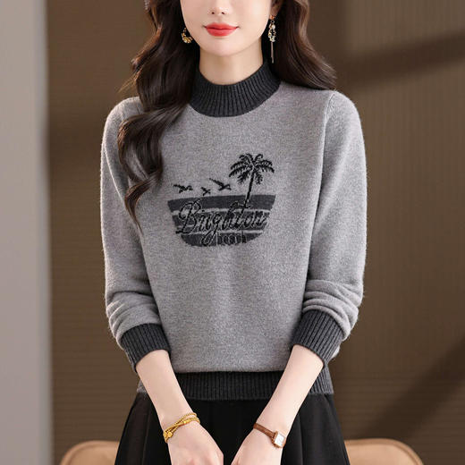 半高领针织打底衫，洋气内搭上衣短款毛衣CC-103-7998 商品图3