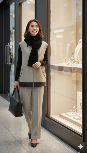 LIN HN 造型包盖大直筒裤