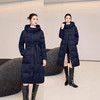 ASE 7765时尚简约纯色过膝外套连帽系带显瘦长款 商品缩略图1