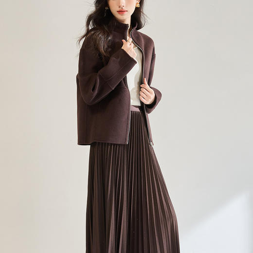 「高货sh」全新升级【铂金会员487/天猫659/差价172】(10726)洛诗琳新款立领双面毛呢外套2025秋冬气质短款羊毛大衣女 商品图4