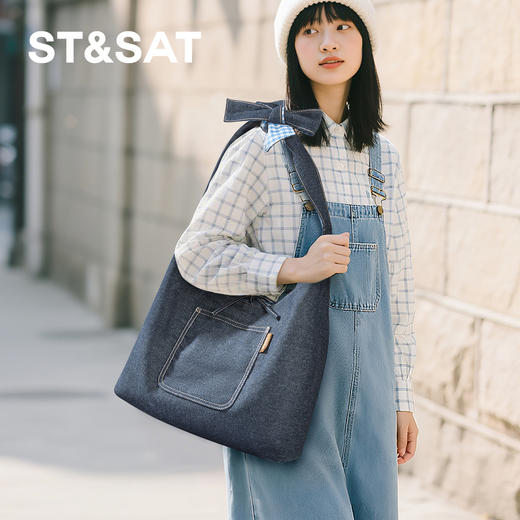 星期六休闲吸睛蝴蝶结牛仔单肩包SSD521A0F7 商品图2