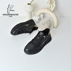 经典鲨2025年冬季专柜新品牛皮革男士品质加绒加厚休闲板鞋KW08-555591