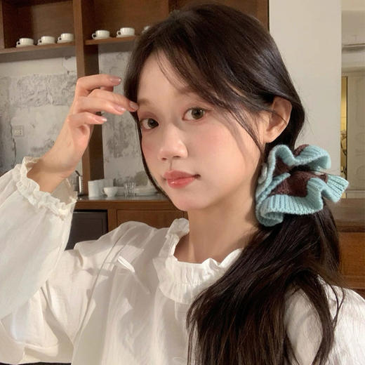 甜美气质木耳边撞色针织百搭发圈-纪念日百货门店同款167748125 商品图4