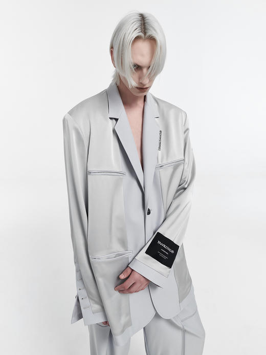 TIWILLTANG启世录 “obsidian”satin“曜岩” 缎面拼接西装 商品图1